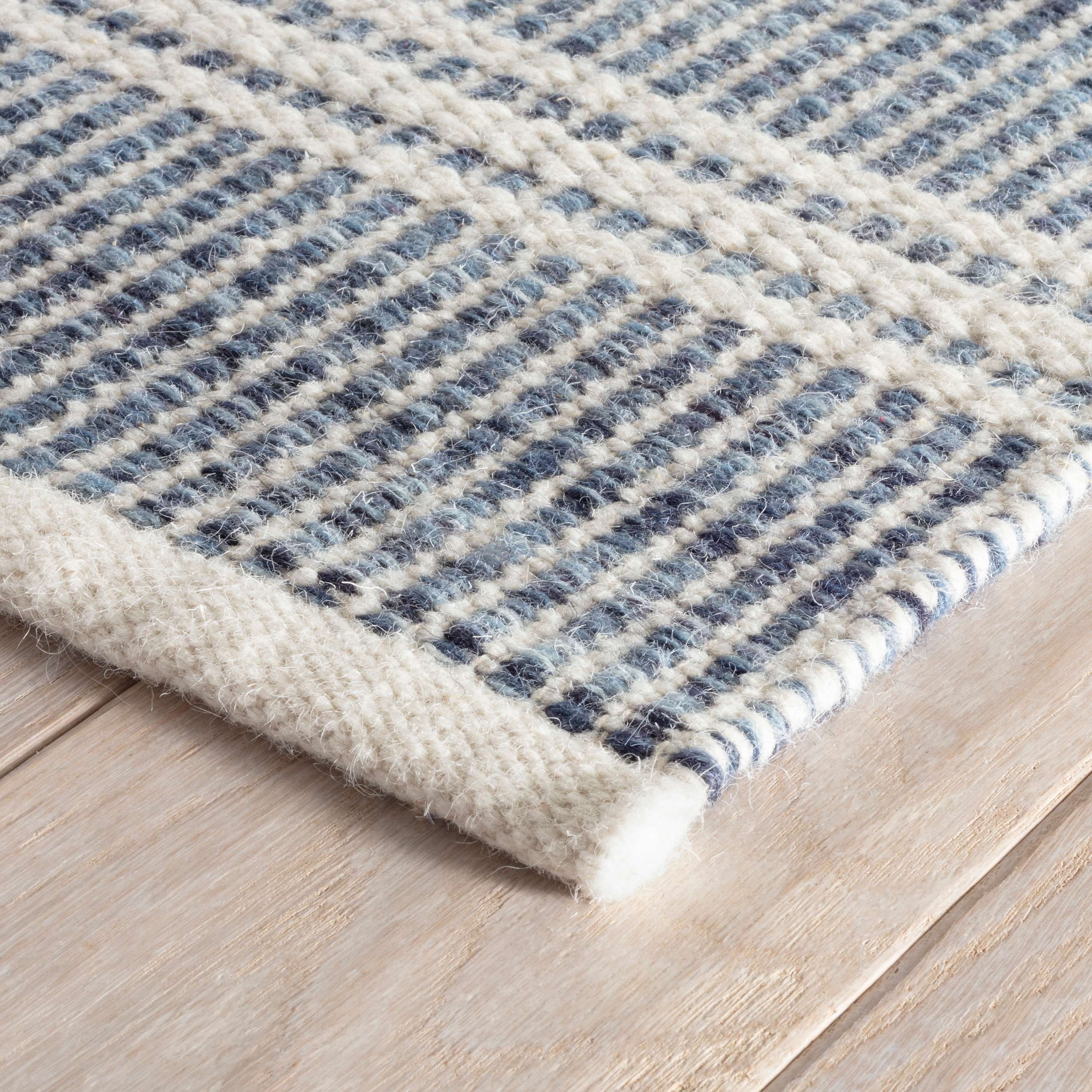 Malta Blue Handwoven Wool Rug - Image 3