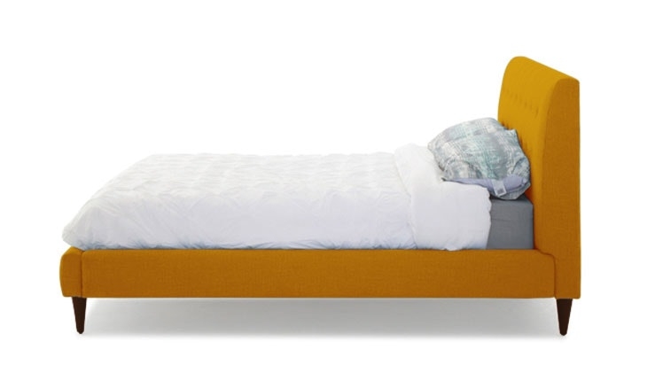 Yellow Eliot Mid Century Modern Bed - Cordova Amber - Mocha - Queen - Image 4