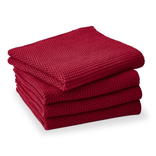 Knitted Dishcloth, Set of 4, Claret - Image 0