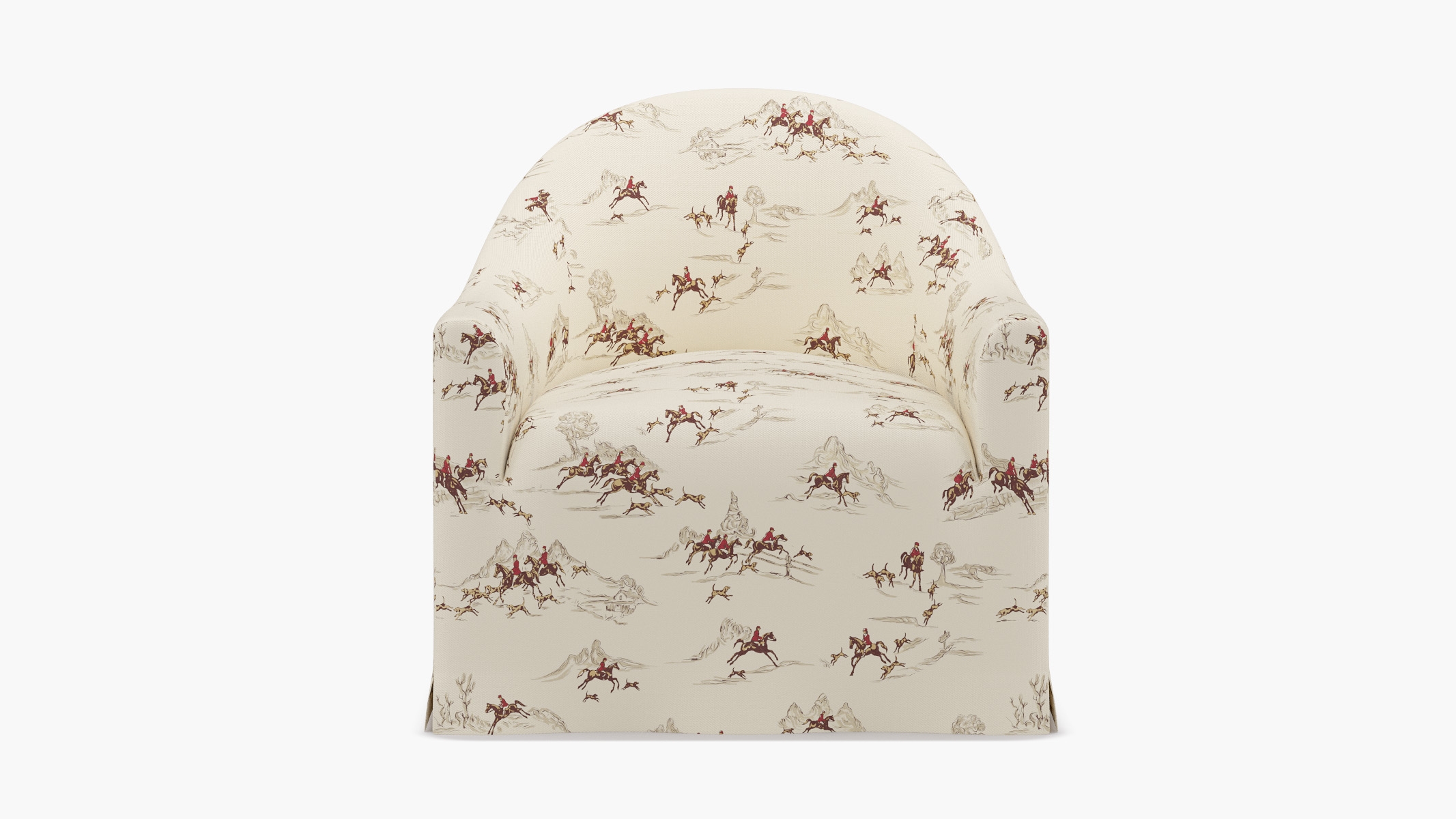 Slipcover Swivel Chair, Red Cotswold Hunt - Image 0