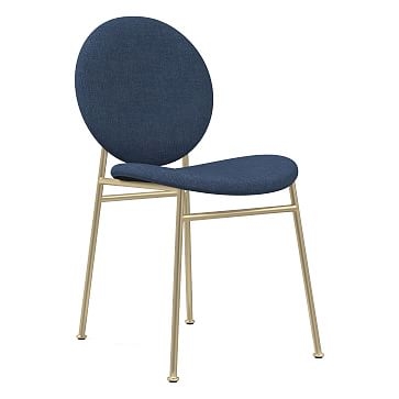 Ingrid Dining Chair, Performance Yarn Dyed Linen Weave, French Blue, Light Bronze - Image 0