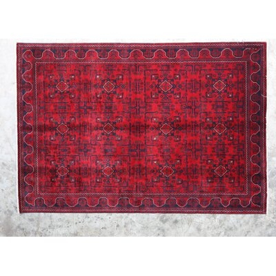 Oriental Hand Knotted Wool Red Area Rug - Image 0