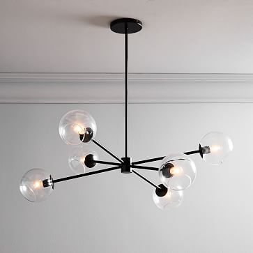 Staggered Glass Burst Chandelier With Light Bulb, Clear & Bronze - Image 4