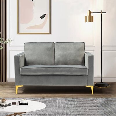 51" Velvet Square Arm Loveseat with Reversible Cushions - Image 0