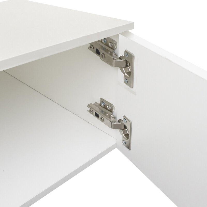 TV Stand with 2 Storage Cabinets, White - Image 3