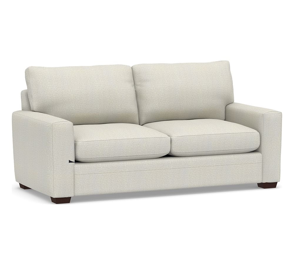 Pearce Modern Square Arm Upholstered Grand Sofa 84", Down Blend Wrapped Cushions, Performance Heathered Basketweave Dove - Image 0