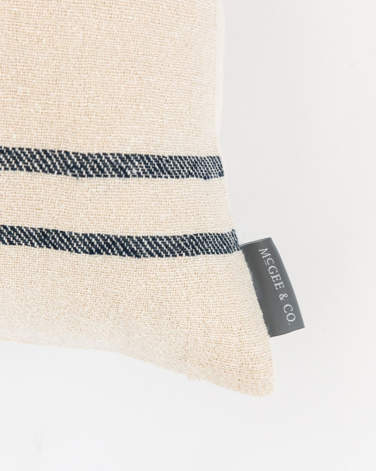 Abigail Silk Stripe Pillow Cover, Cream & Navy, 22" x 22" - Image 4