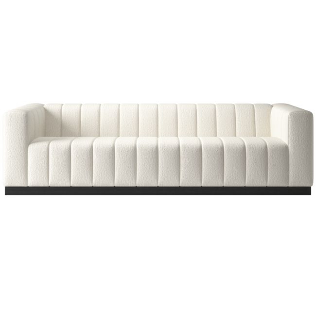 Forte 101" Extra-Large Channeled Sofa with Black Base Wooly Sand - Image 0