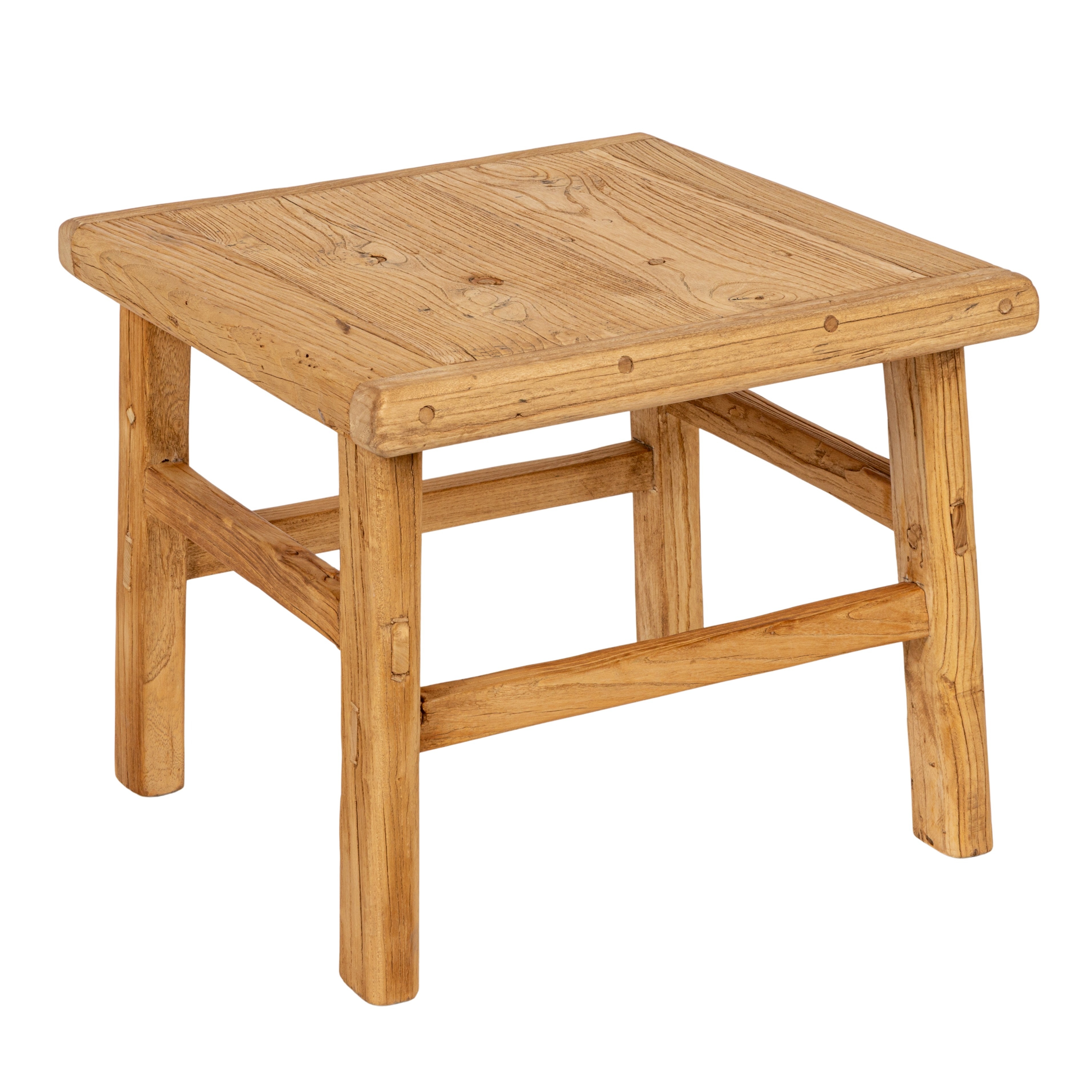 Reclaimed Elm Wood Side Table - Image 0