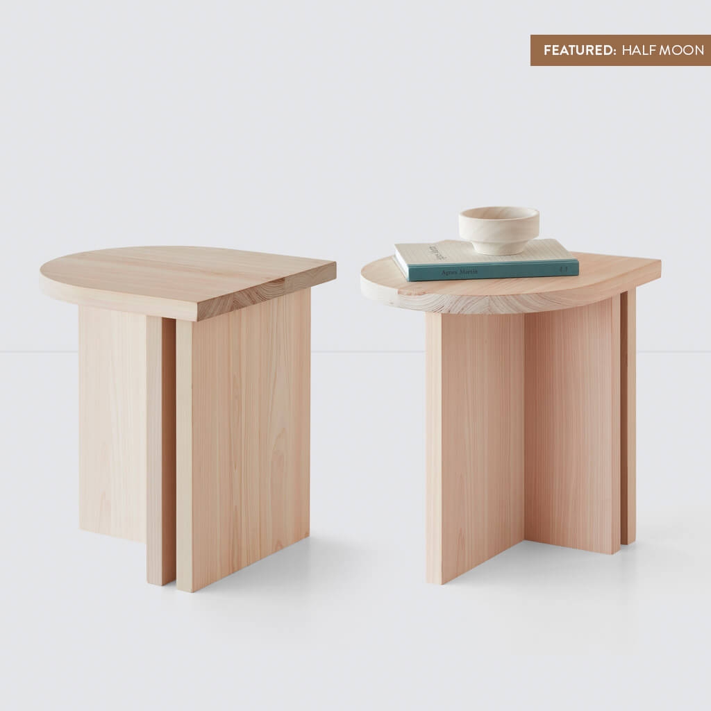 The Citizenry Hinoki Wood Side Table | Half Moon - Image 9