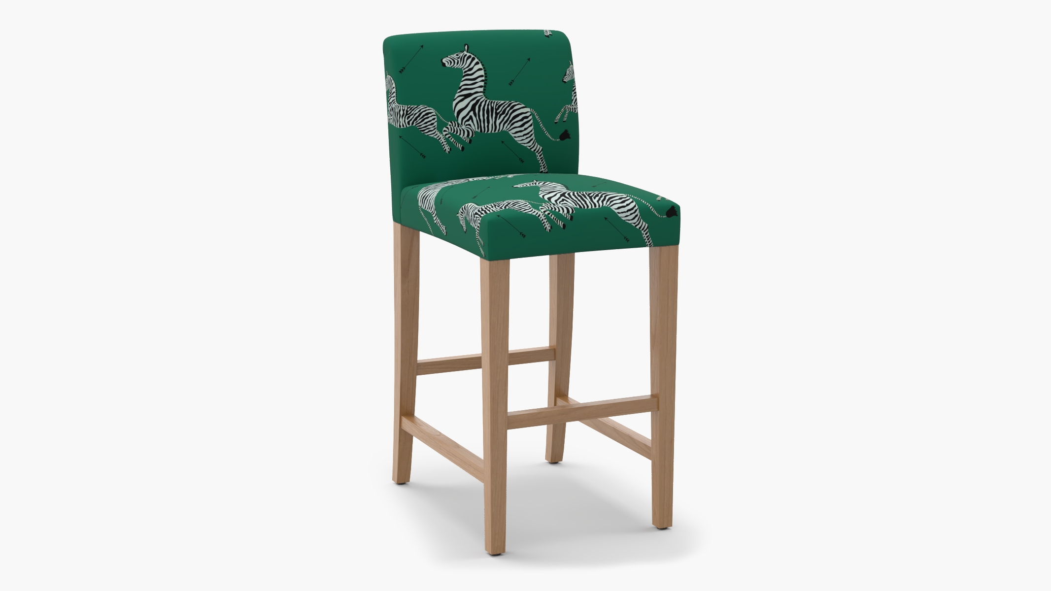 Signature Dining Bar Stool, Emerald Zebra, Natural Square Tapered Leg - Image 1