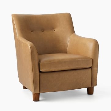 Teddy Chair, Poly, Ludlow Leather, Sesame, Dark Walnut - Image 0