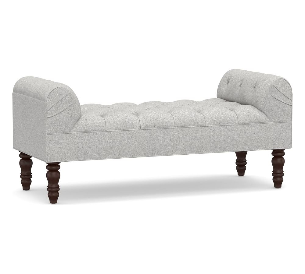 Lorraine Upholstered Tufted Bench, Park Weave Ash - Image 0