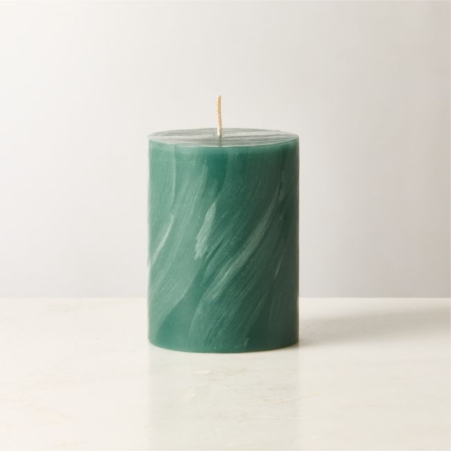 Tour Green Swirl Pillar Candle 3"X4" - Image 0