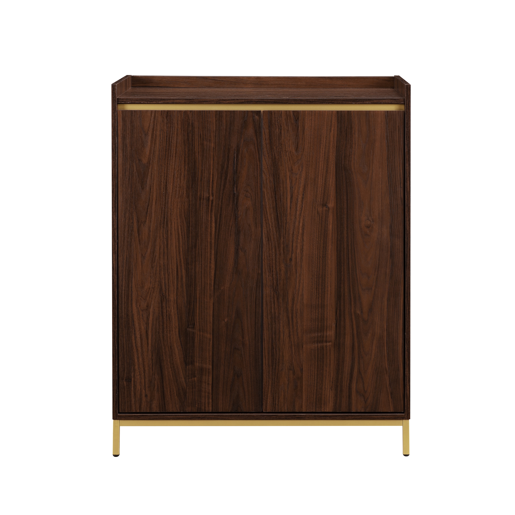 Contemporary 2-Door Accent Cabinet with Framed Top - Dark Walnut/ Gold - Image 6