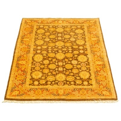 One-of-a-Kind Hand-Knotted New Age Pako Persian 18/20 Olive 4'3" x 6'4" Wool Area Rug - Image 0