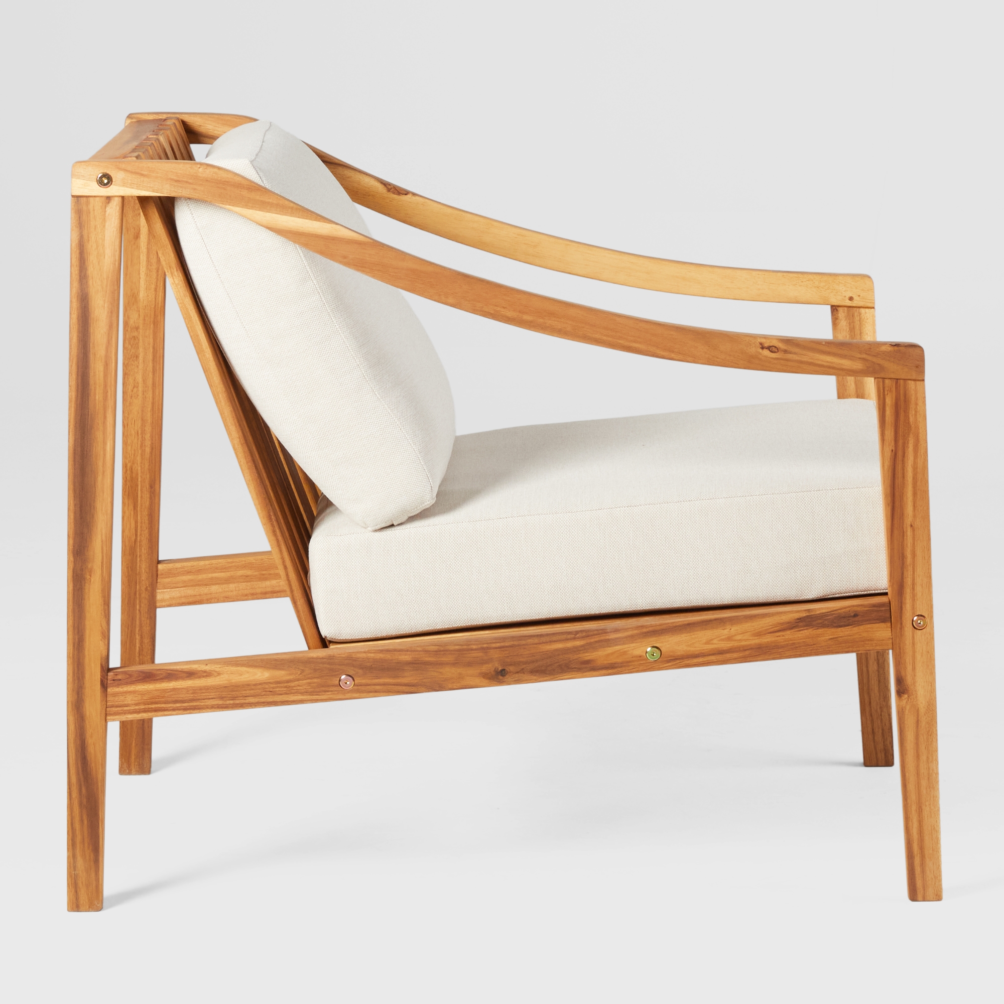 Modern Solid Wood Outdoor Curved Arm Club Chair - Natural - Image 6