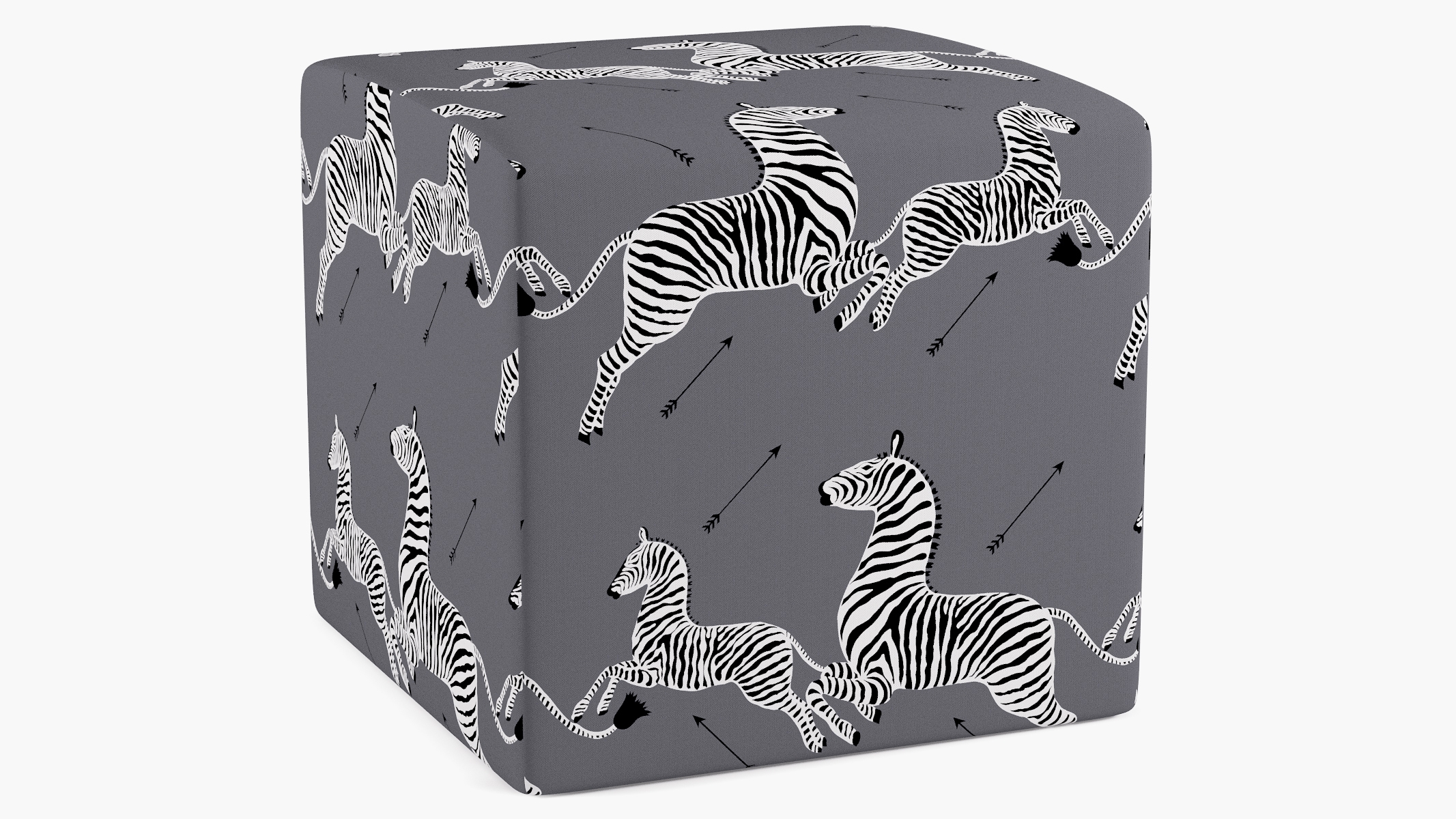 Cube Ottoman, Slate Zebra - Image 1