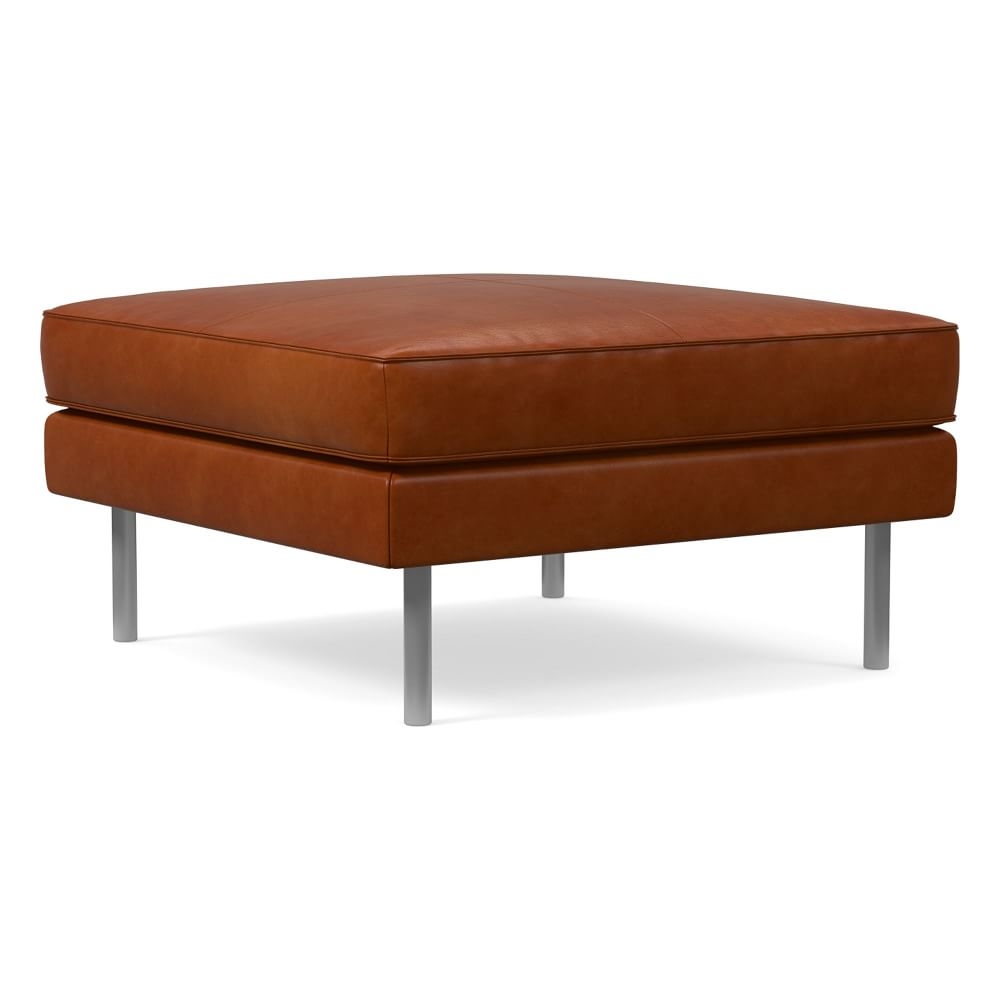 Axel Large Square 35" Ottoman, Poly, Saddle Leather, Nut, Metal - Image 0
