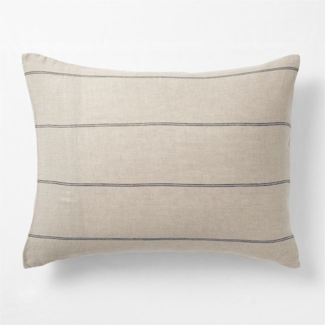 Aire Natural Hemp Arcadia Tan and Midnight Navy Reversible Grid Standard Bed Pillow Sham - Image 0