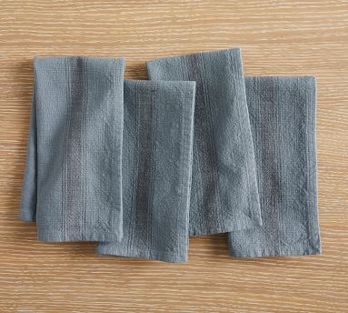 French Striped Organic Cotton Napkins, Set of 4 - Charcoal/Flax - Image 5