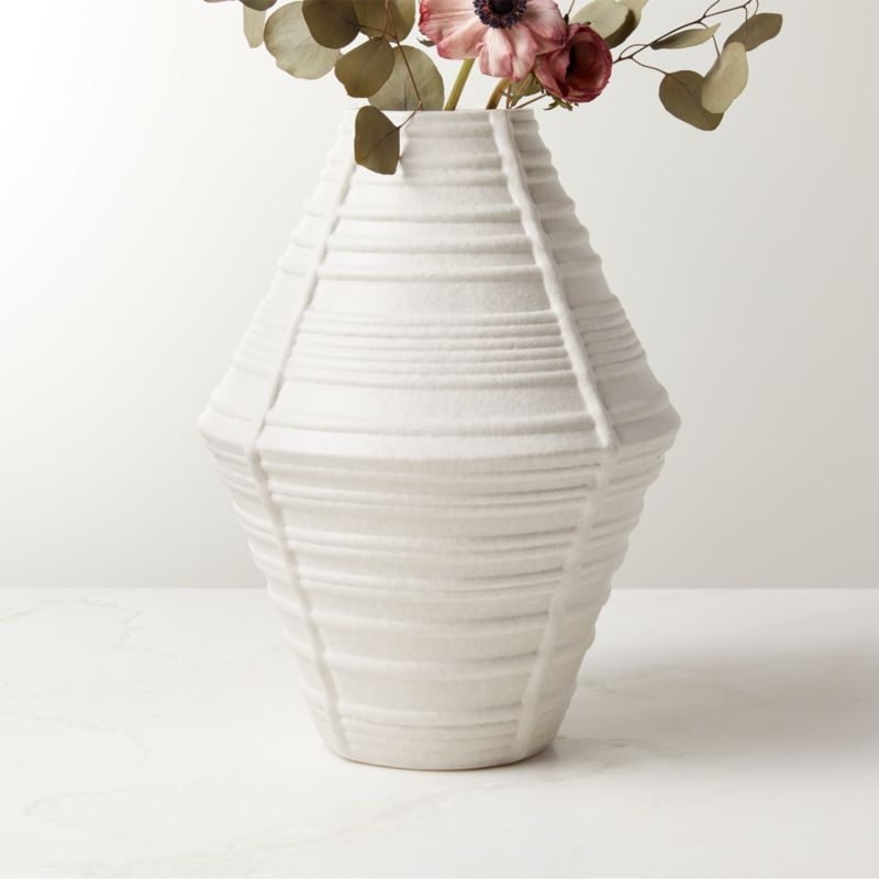 Sentra Textured White Vase - Image 1