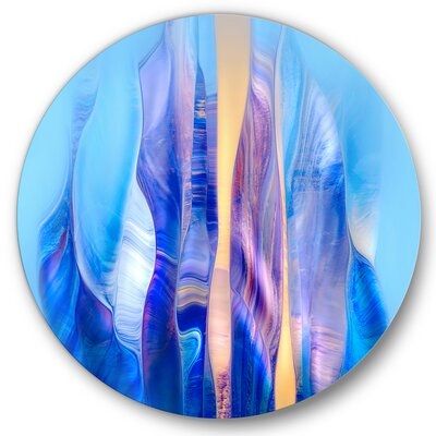 Colorful Twisted Wavy Shape In Motion I - Modern Metal Circle Wall Art - Image 0