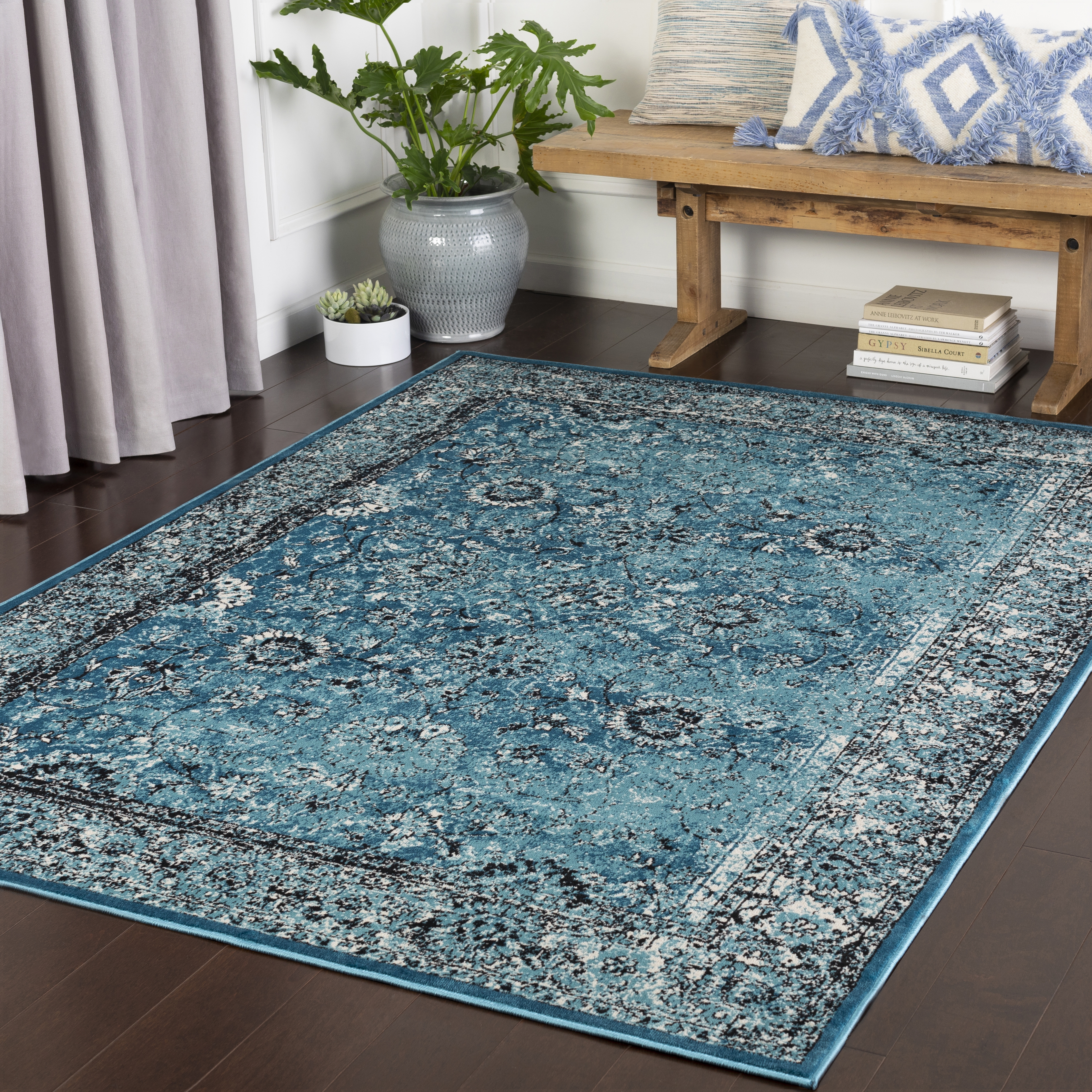 Mumbai Blue Indoor 8'10" x 12'4" Machine Woven Rug - Image 1