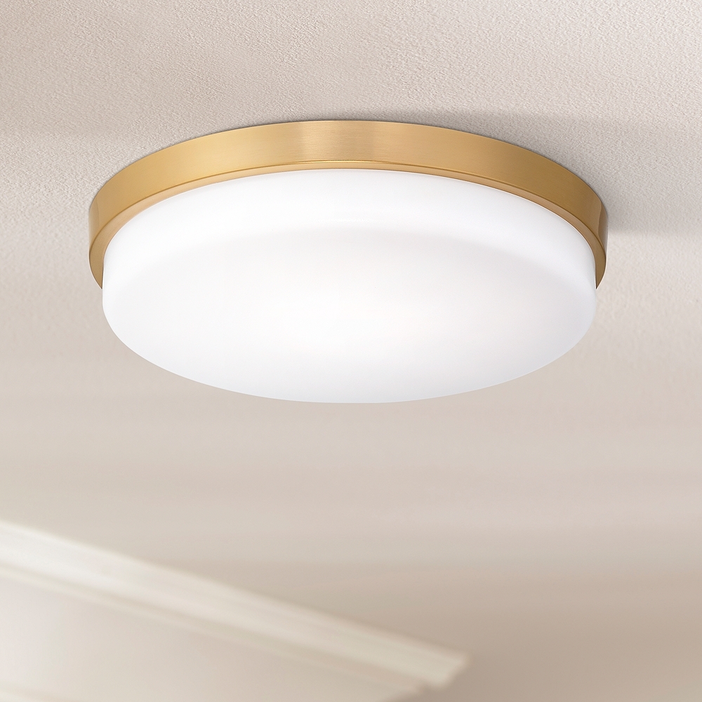 Possini Euro Winfrey 11" Wide Gold and White LED Ceiling Light - Image 0