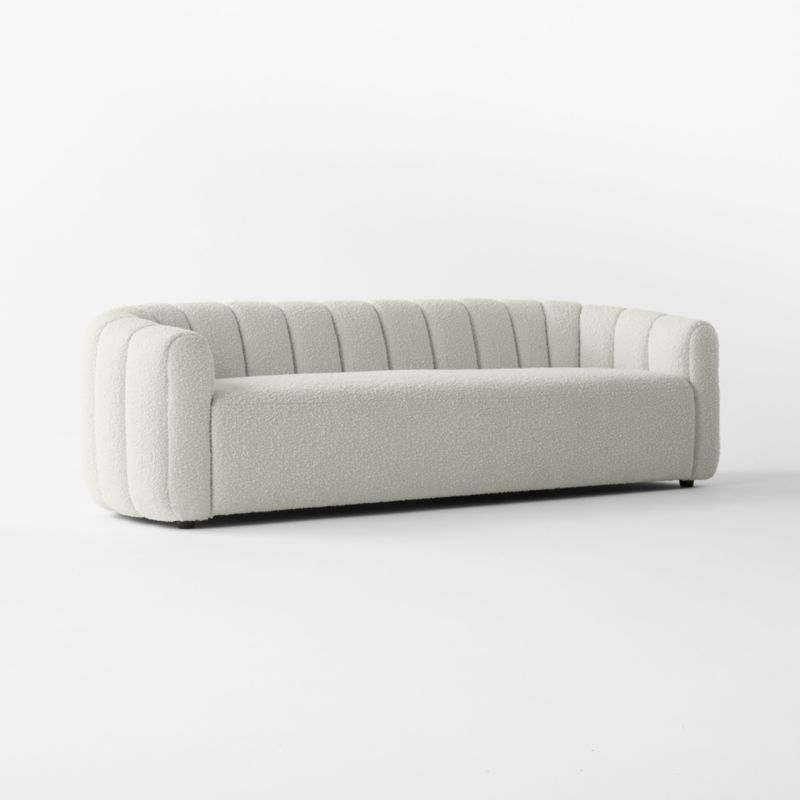 Fitz 98" Channeled White Boucle Sofa - Image 2