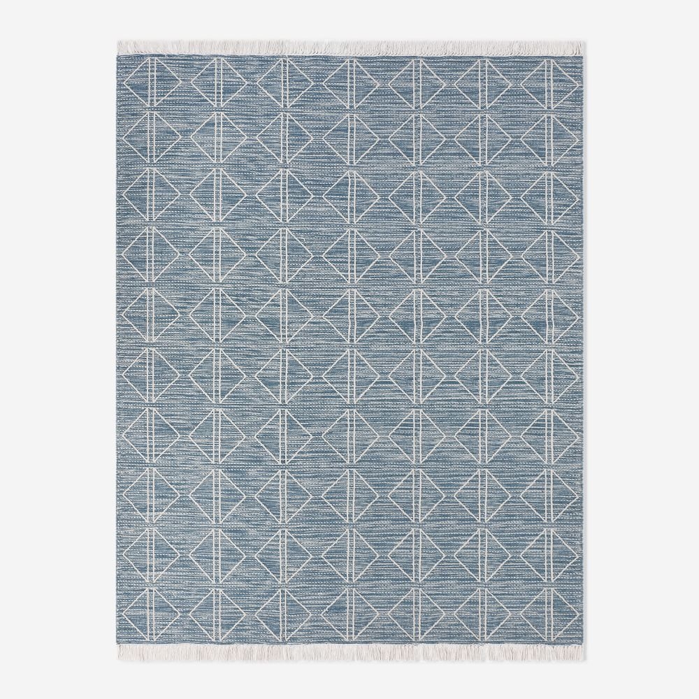 Reflected Diamonds Indoor/Outdoor Rug, 10x14, Blue Teal - Image 0