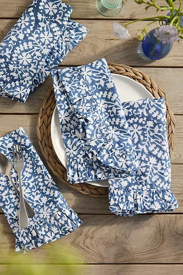 Americana Ruffle Cotton Napkins, Set of 4 - Image 0