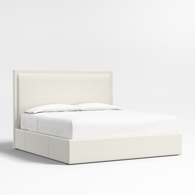 Meraux 56" Ivory King Upholstered Headboard with Storage Bed Base - Image 0