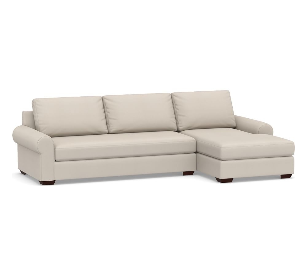 Big Sur Roll Arm Upholstered Left Arm Sofa with Chaise Sectional and Bench Cushion, Down Blend Wrapped Cushions, Performance Twill Stone - Image 0