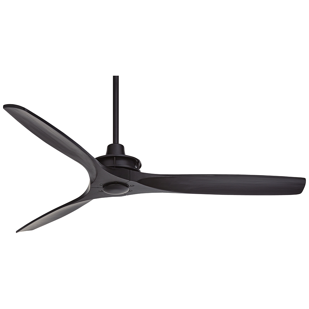 52" Casa Vieja Windspun Matte Black Wood Blades Fan with Remote - Image 0