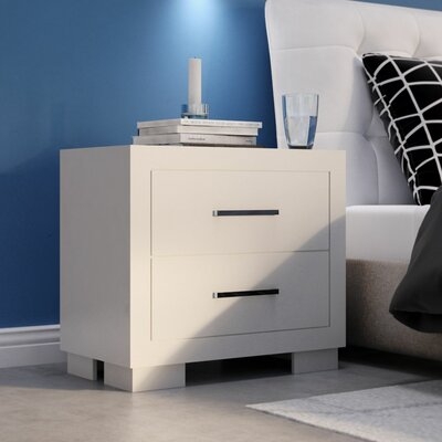 23'' Tall 2 - Drawer Nightstand in White/Silver - Image 0