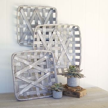 Dark Brown Square Woven Split Wood Baskets, Set of 3 - Image 1