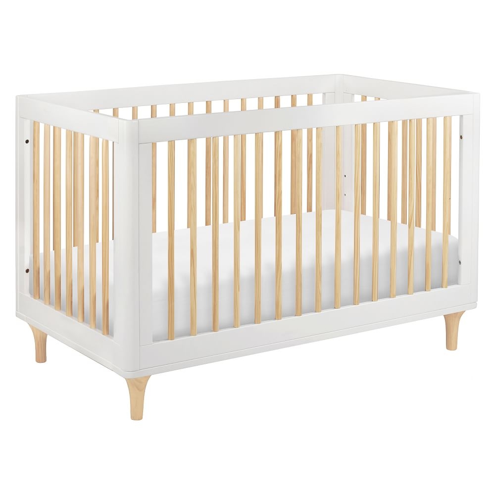 Lolly 3-in-1 Convertible Crib with Toddler Bed Conversion Kit, White/Natural, WE Kids - Image 0