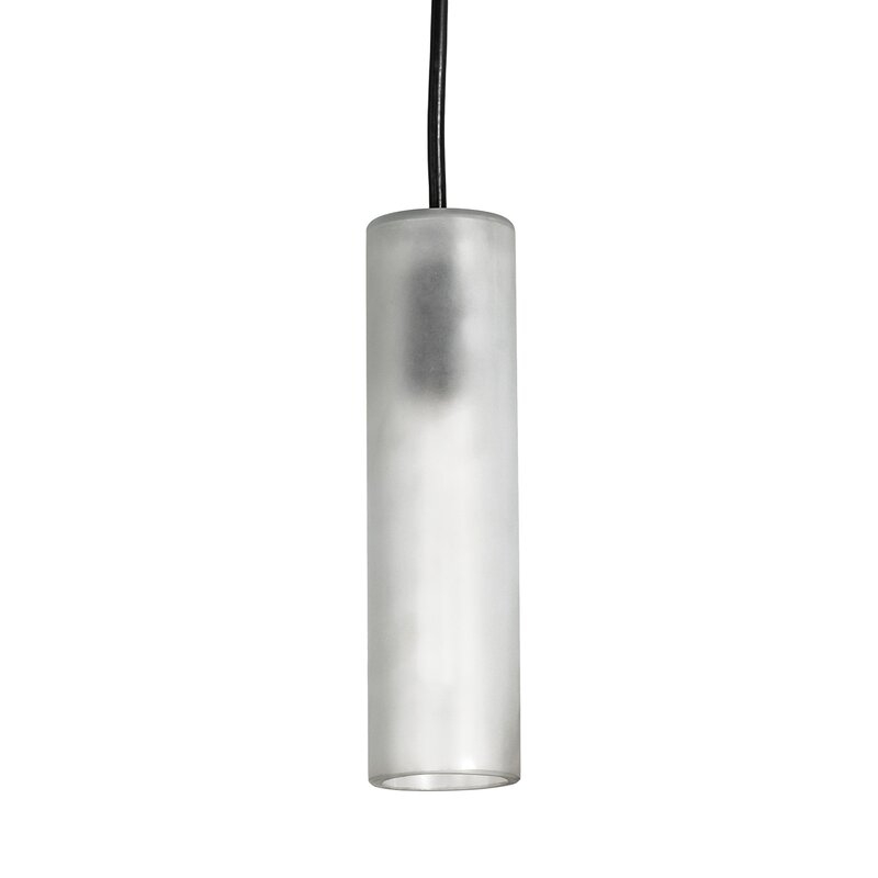 Meyda Tiffany 1-Light Single Cylinder Pendant Shade Color: Frosted White, Size: 80" H x 2" W x 2" D - Image 0