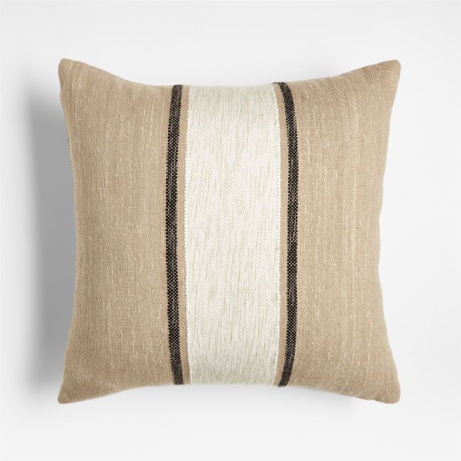 White 20"x20" Bold Stripe Outdoor Throw Pillow - Image 0