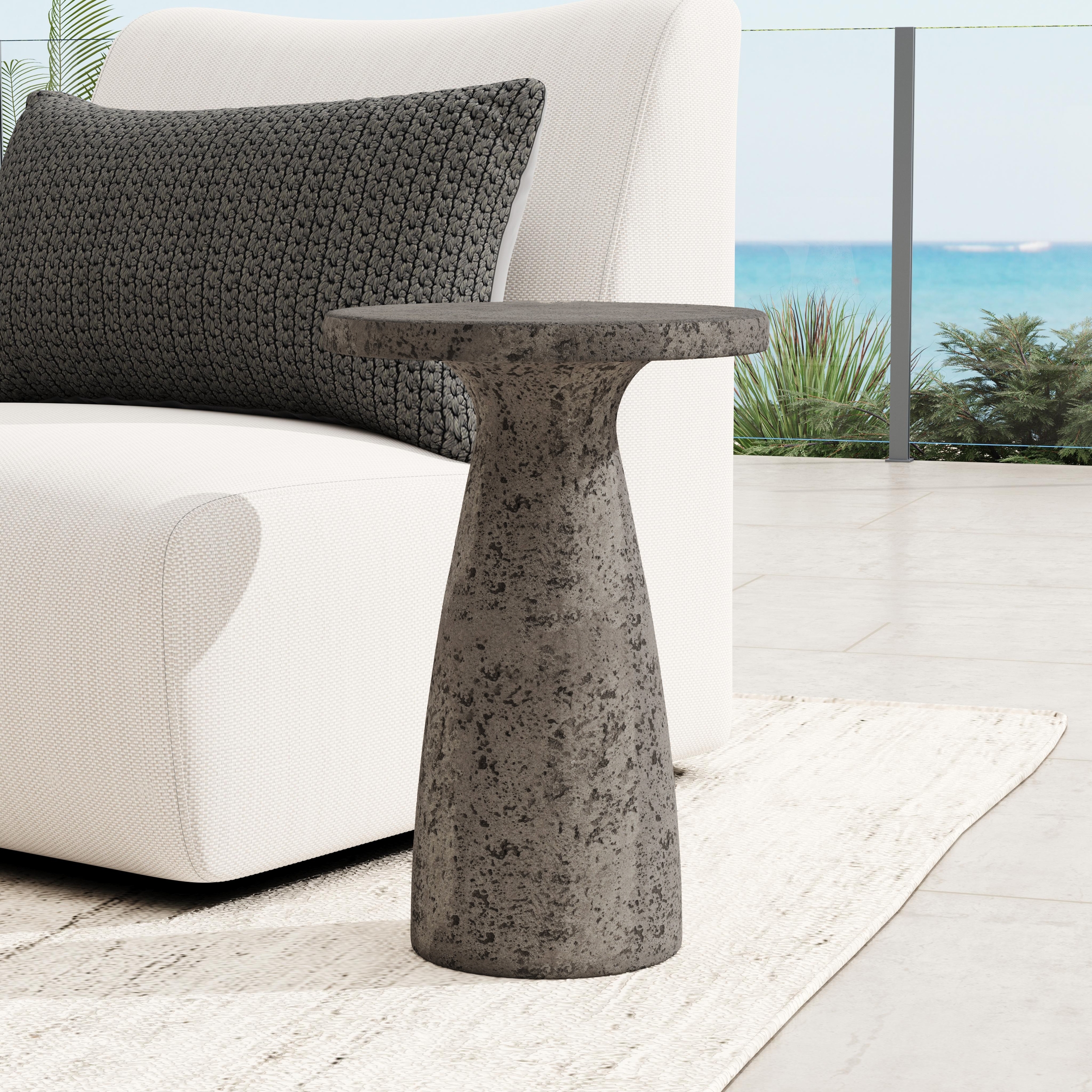 Collins 19" Outdoor Accent Table Dark Gray - Image 4