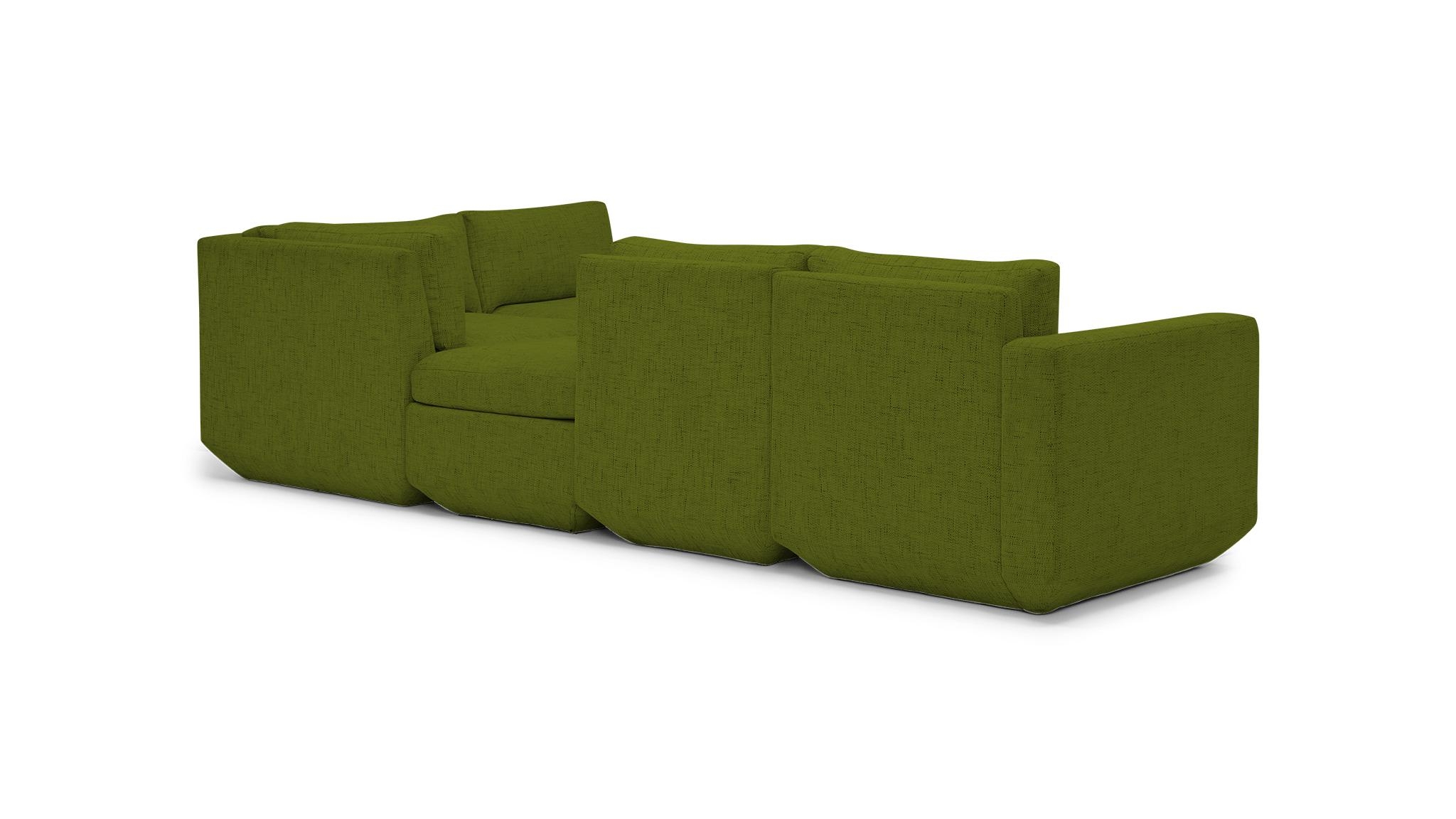 Green Antony Mid Century Modern Modular Sectional with Ottoman (5 piece) - Royale Apple - Right - Image 3