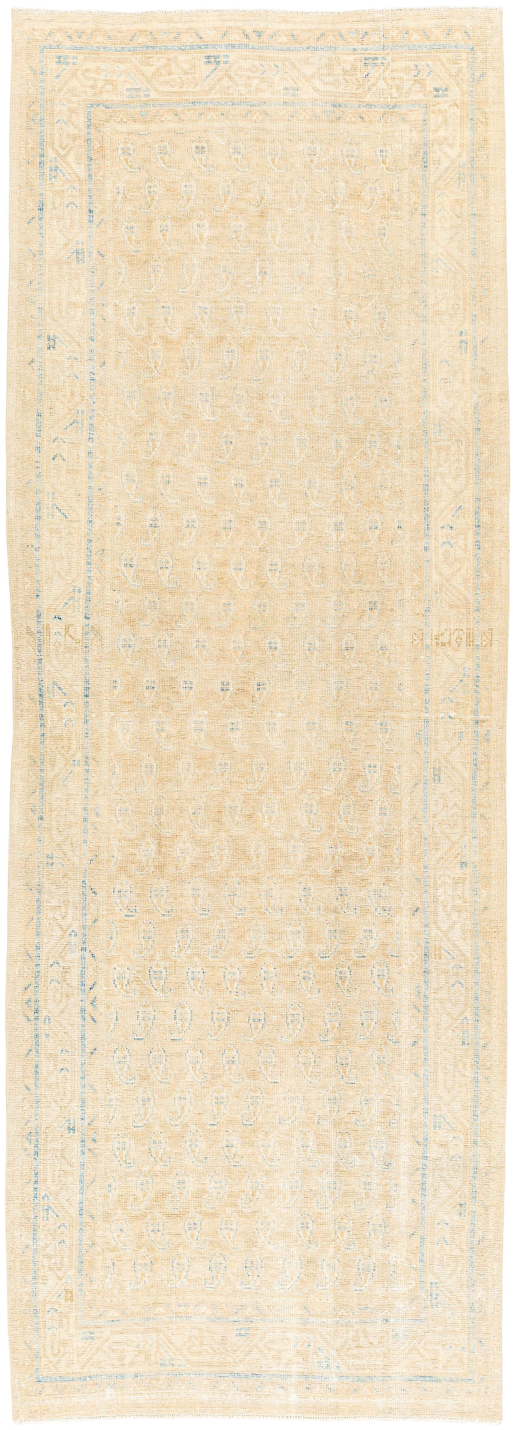 Antique One of a Kind Beige Indoor 3'6" x 9'10" Handmade Rug - Image 0