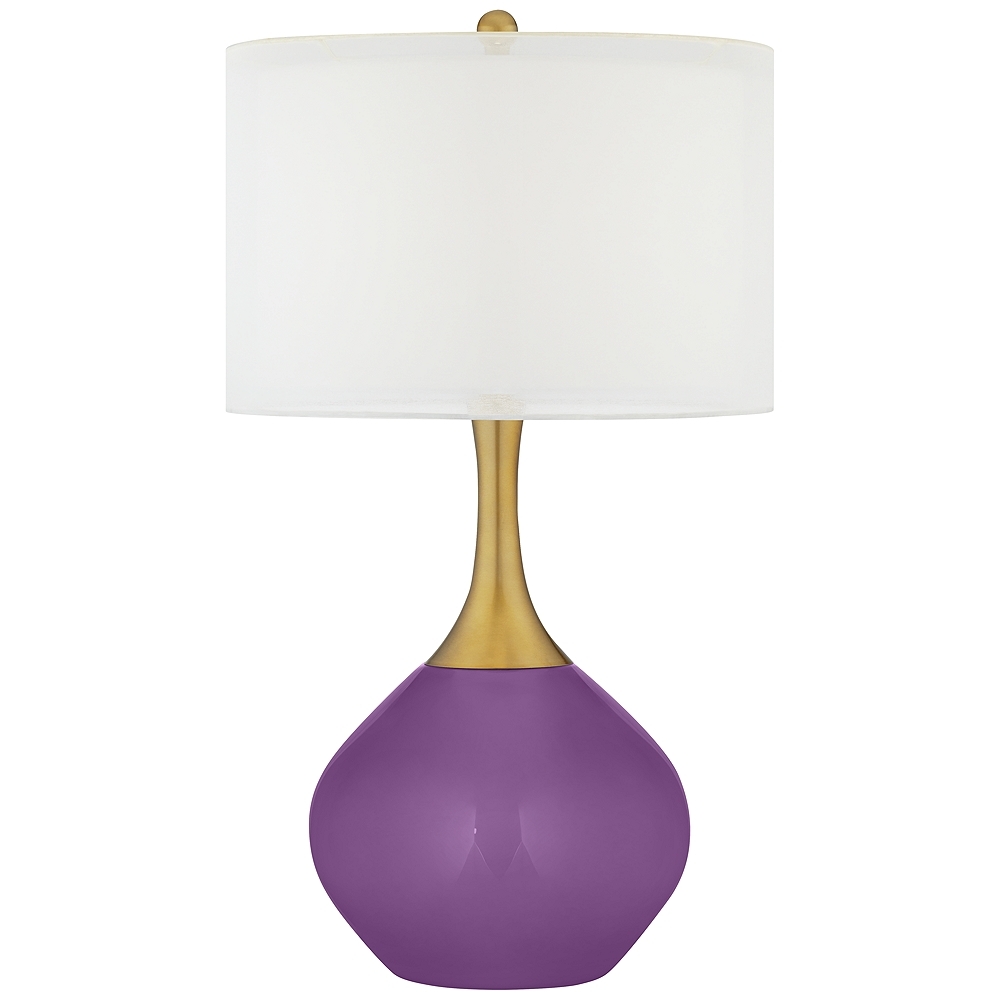 Color Plus Nickki Brass 30 1/2" Modern Passionate Purple Table Lamp - Image 0