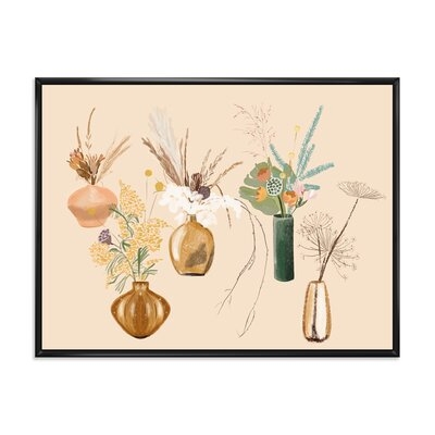 Bouquets Of Wildflowers In Gold Vases III - Traditional Canvas Wall Art Print FL35391 - Image 0