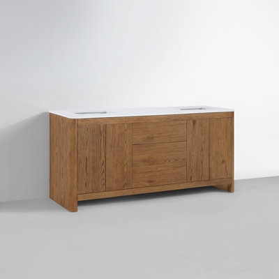 Raye 72" Double Bathroom Vanity Set with Quartz Top - Image 0