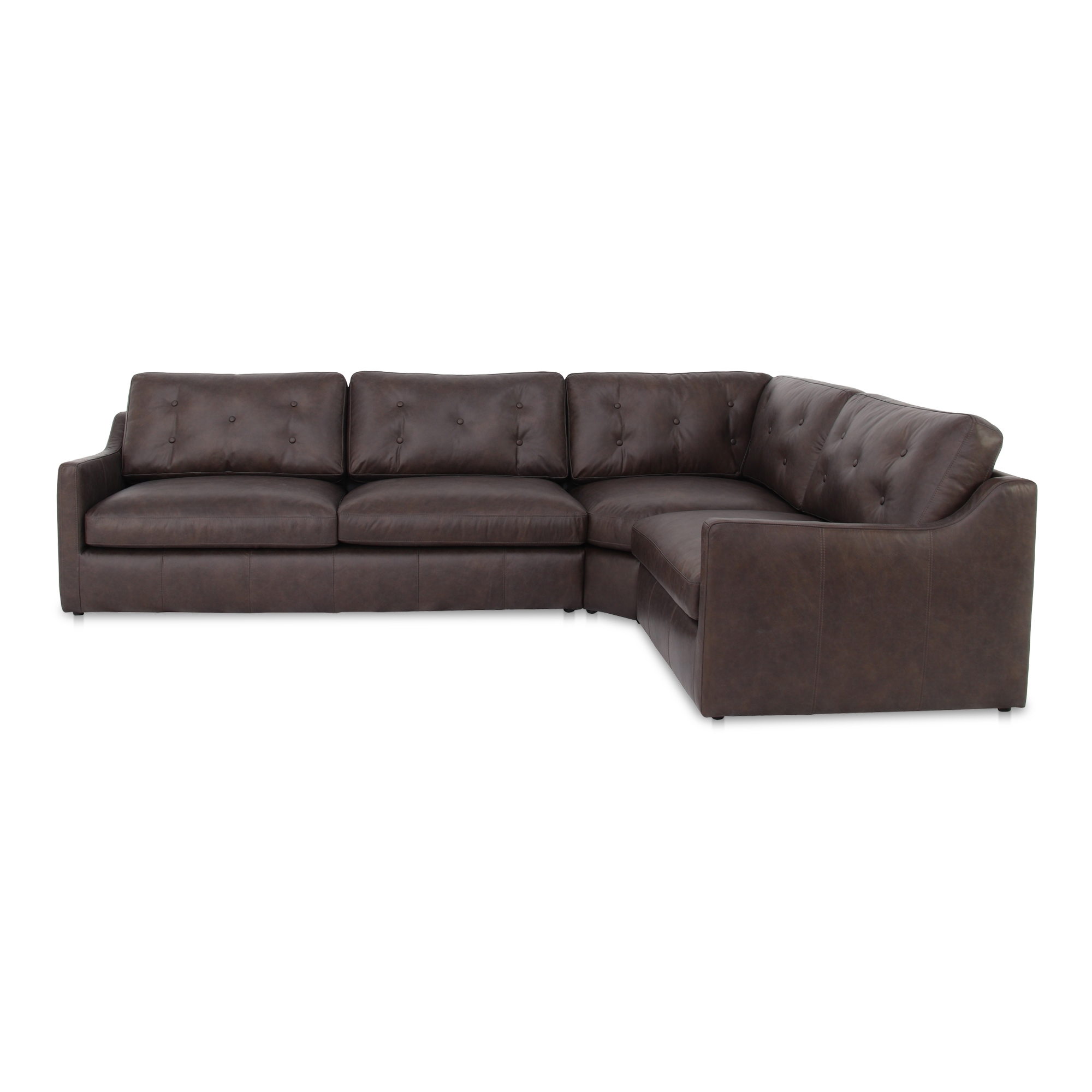 Thurlow 3 Piece Right Modular Sectional Espresso Brown Leather - Image 0