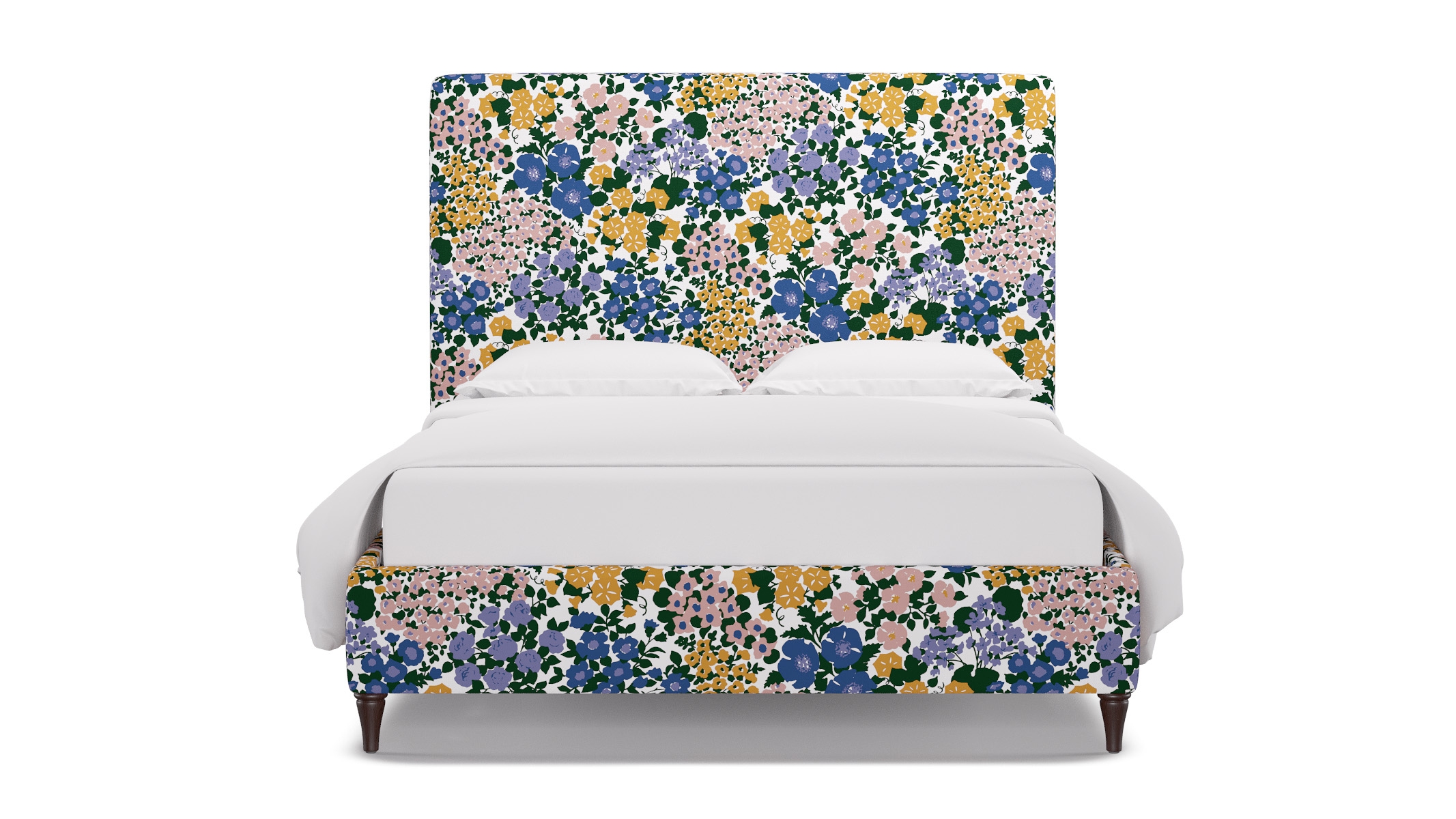 Classic Bed, Lavender Million Flowers, Espresso Decorative Tapered Leg, Queen - Image 0