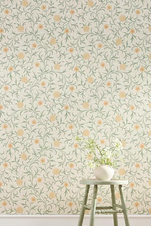 Scroll Leaves & Trees Thyme Pear Wallpaper - Image 0