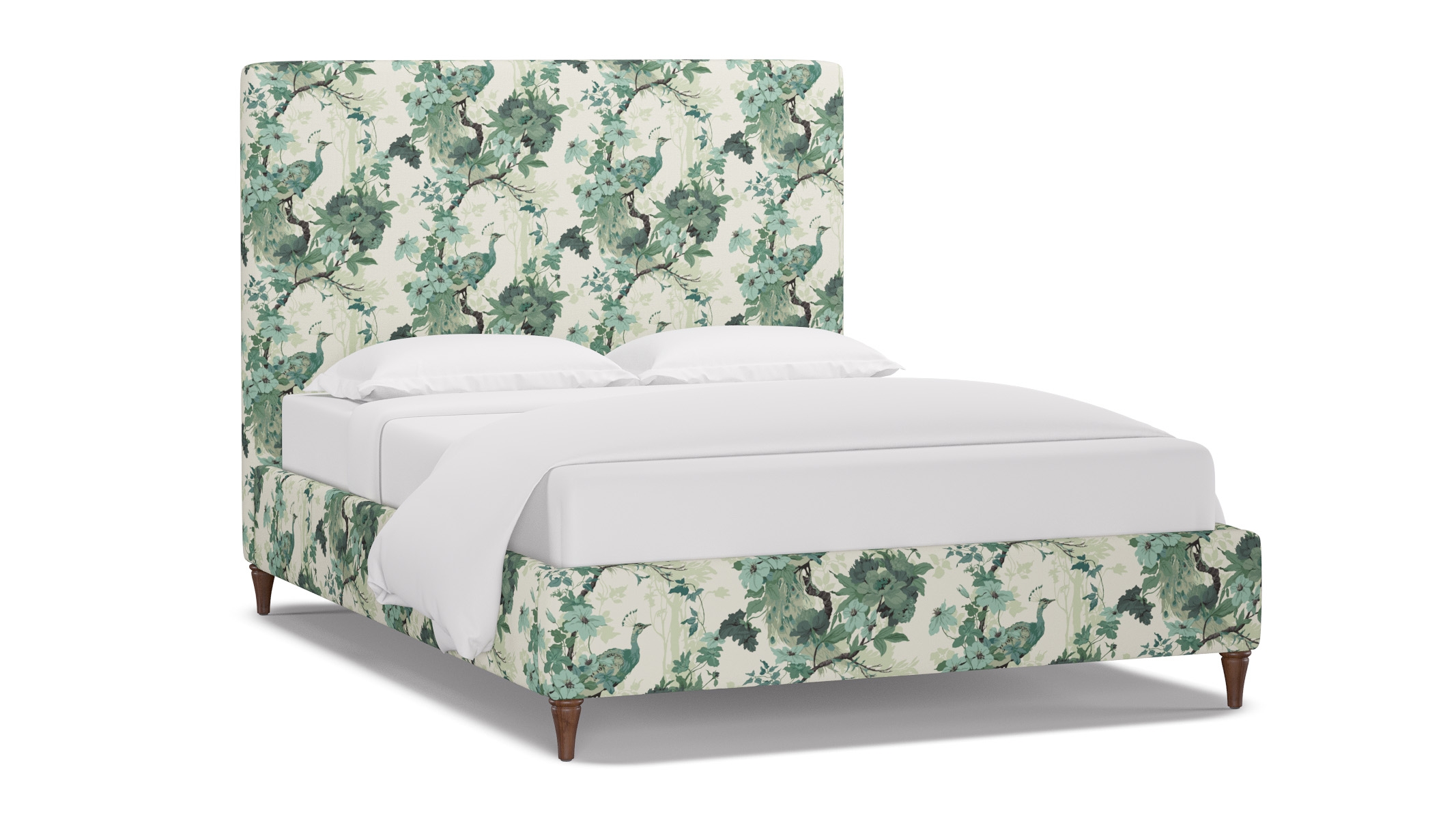 Classic Bed, Jade Peacock Park, Walnut Decorative Tapered Leg, Twin - Image 1